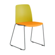 Origpic f c — Choice – Stapelbar stol med sits och rygg i plast och silvergrå medar