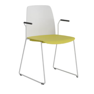 Origpic a — Choice – Stapelbar stol i plast med vita medar och armstöd