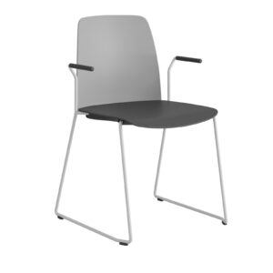 Origpic fd f — Choice – Stapelbar stol i plast med vita medar och armstöd