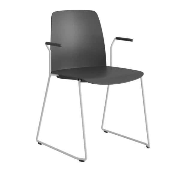 Origpic cbb — Choice – Stapelbar stol i plast med vita medar och armstöd