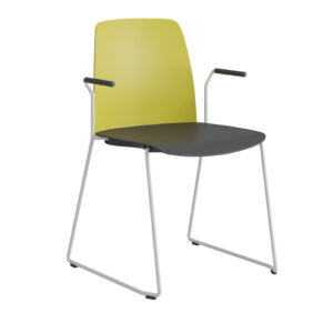 Origpic bfbb — Choice – Stapelbar stol i plast med vita medar och armstöd