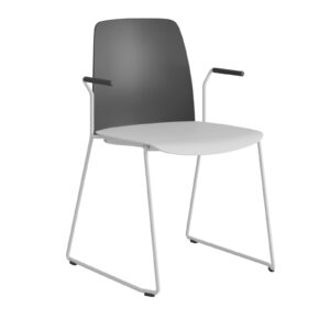 Origpic a b — Choice – Stapelbar stol i plast med vita medar och armstöd