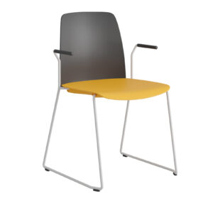 Origpic e f — Choice – Stapelbar stol i plast med vita medar och armstöd