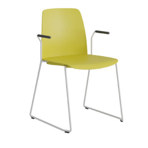 Origpic fe af — Choice – Stapelbar stol i plast med vita medar och armstöd