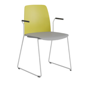 Origpic ff b — Choice – Stapelbar stol i plast med vita medar och armstöd