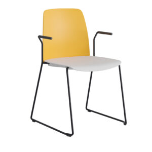 Origpic c d — Choice – Stapelbar stol i plast med vita medar och armstöd