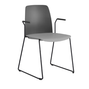 Origpic b d — Choice – Stapelbar stol i plast med vita medar och armstöd