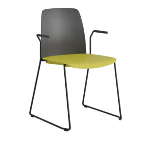 Origpic f b — Choice – Stapelbar stol i plast med vita medar och armstöd