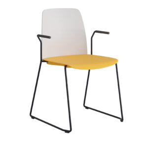 Origpic ba — Choice – Stapelbar stol i plast med vita medar och armstöd