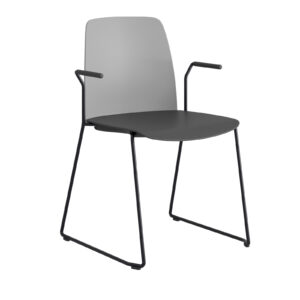 Origpic a — Choice – Stapelbar stol i plast med vita medar och armstöd