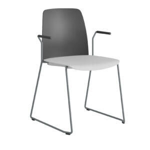 Origpic fa — Choice – Stapelbar stol i plast med silvergrå medar och armstöd