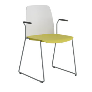 Origpic b d — Choice – Stapelbar stol i plast med silvergrå medar och armstöd