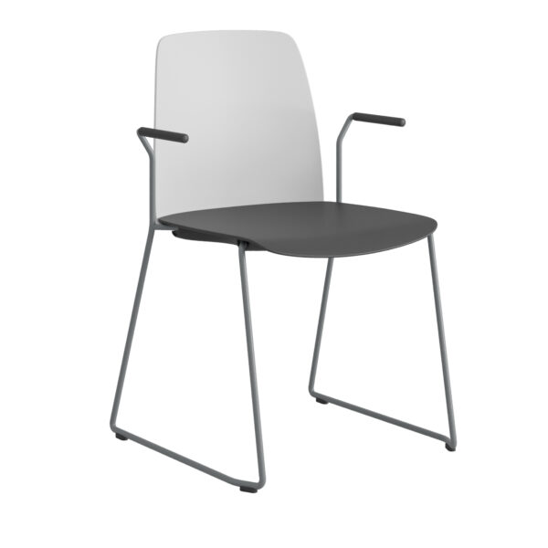 Origpic d — Choice – Stapelbar stol i plast med silvergrå medar och armstöd