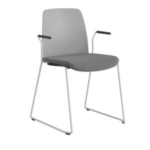 Origpic be — Choice – Stol med tygsits, plastrygg , vita medar och armstöd.