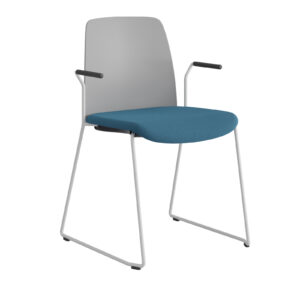 Origpic c a — Choice – Stol med tygsits, plastrygg , vita medar och armstöd.