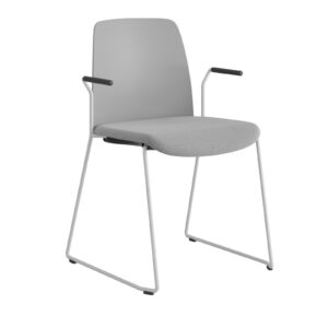 Origpic cad — Choice – Stol med tygsits, plastrygg , vita medar och armstöd.