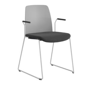 Origpic fe — Choice – Stol med tygsits, plastrygg , vita medar och armstöd.