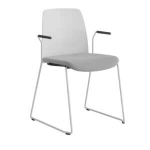 Origpic a ba — Choice – Stol med tygsits, plastrygg , vita medar och armstöd.