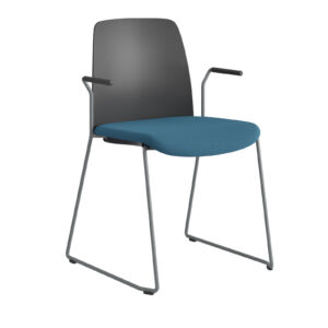 Origpic e cf — Choice – Stol med tygsits, plastrygg , silvergrå medar och armstöd.