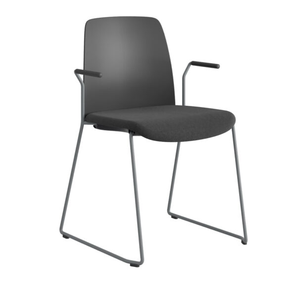 Origpic f — Choice – Stol med tygsits, plastrygg , silvergrå medar och armstöd.