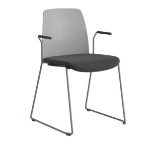 Origpic eda — Choice – Stol med tygsits, plastrygg , silvergrå medar och armstöd.