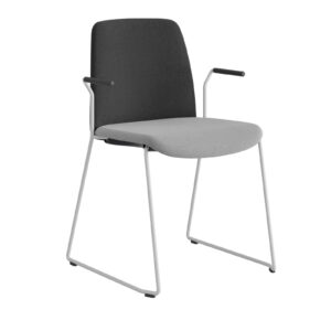 Origpic bdd — Choice – Tygklädd stapelbar stol med vita medar och armstöd