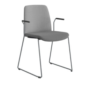Origpic — Choice – Tygklädd stapelbar stol med silvergrå medar och armstöd