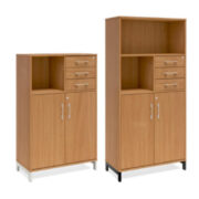 Bokhylla med delvis dörrar & lådor DNA – BOK- 2 storlekar. Från: