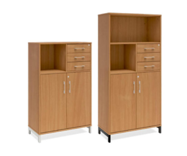 Bokhylla med delvis dörrar & lådor DNA – BOK- 2 storlekar. Från: