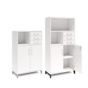 Bokhylla med delvis dörrar & lådor DNA – VIT – 2 storlekar. Från: