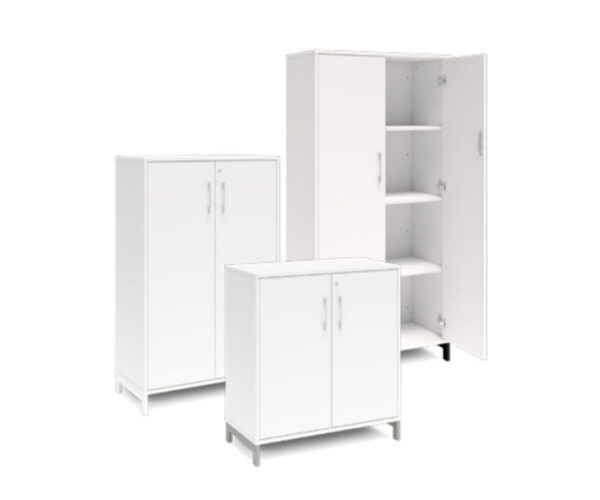 Bokhylla med dörrar DNA – VIT – 3 storlekar. Från: