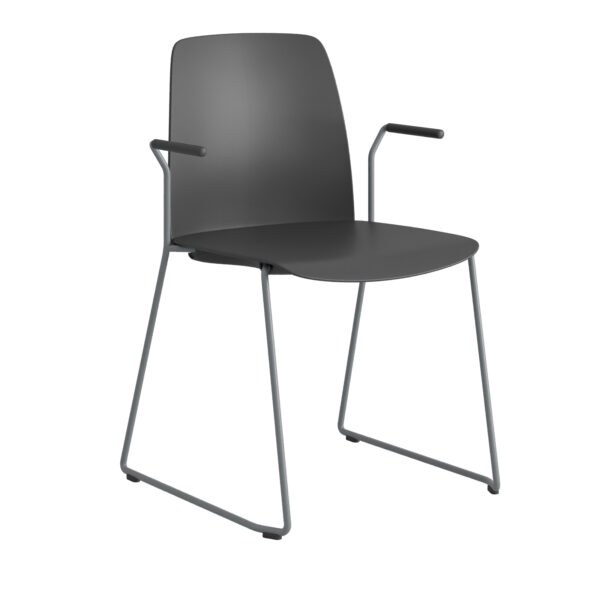 Choice – Stapelbar stol i plast med silvergrå medar och armstöd