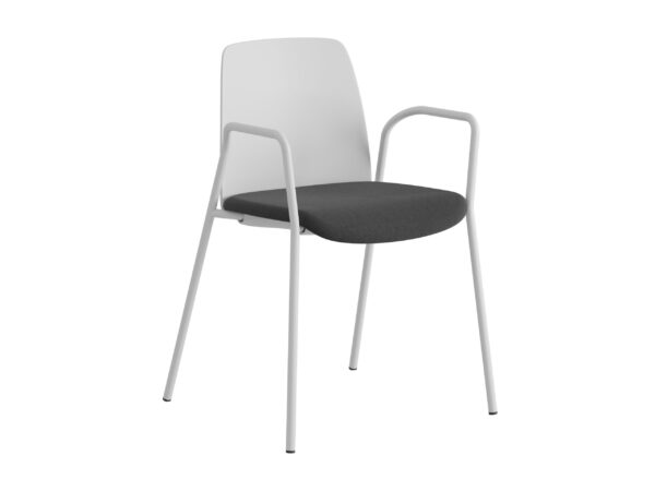 Choice stol –  Tygsits med armstöd – vit stativ