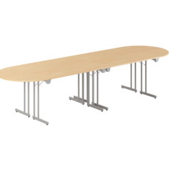 Konferensbord Style – Large – 3400 × 1000 mm – Bok bordsskiva – Silvergrå stativ