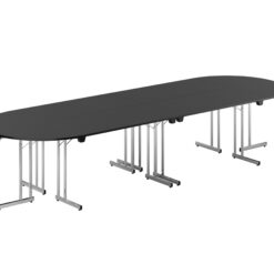 Konferensbord Style – Large – 3600 × 1200 mm – Svart bordsskiva – Krom stativ