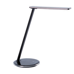 QLITE Bordslampa med trådlös QI-laddning – LED arbetsbelysning – Svart eller vit – Svart