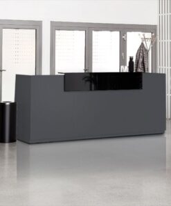 Receptionsdisk DNA – Inkl. elektriskt sitt- och ståbord, 260 cm, Antracit
