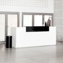Receptionsdisk DNA – Inkl. elektriskt sitt- och ståbord, 260 cm, Vit