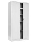 SMK högt kontorsskåp med jalusidörrar – Ljusgrå