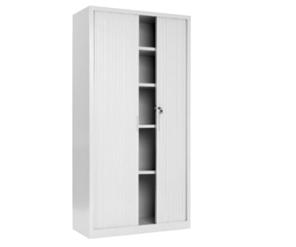 SMK högt kontorsskåp med jalusidörrar – Ljusgrå