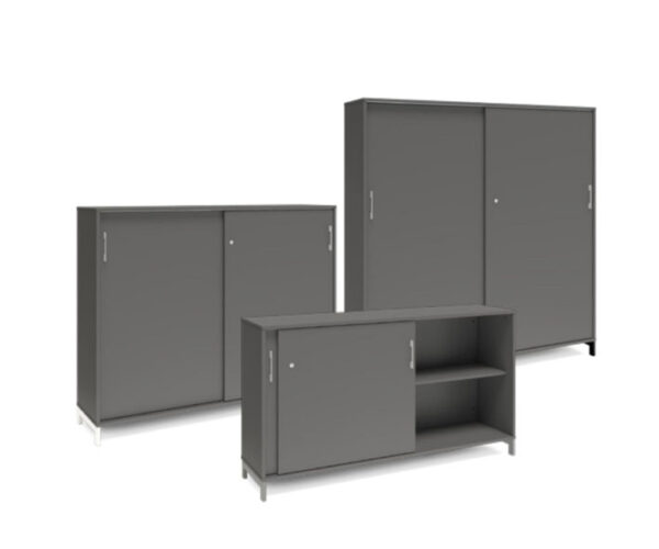 Skåp med skjutdörrar 1600 mm – DNA – Mörkgrå