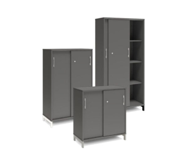 Skåp med skjutdörrar – Bredd 800 mm – DNA – Mörkgrå