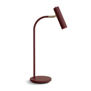 Slender Bordslampa – Stilren och modern belysning – Mörkröd / mässing