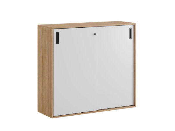 Småland Skjutdörrskåp ek – Bredd 120 cm x Höjd 107,5 cm, Vit, grå eller ek. Från: