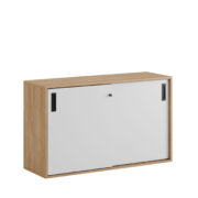 Småland Skjutdörrskåp ek – Bredd 120 cm x Höjd 72 cm, Vit, grå eller ek. Från: