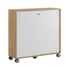 Småland Skjutdörrskåp ek med hjul – 120×116 cm