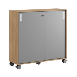 Småland Skjutdörrskåp ek med hjul – 120×116 cm
