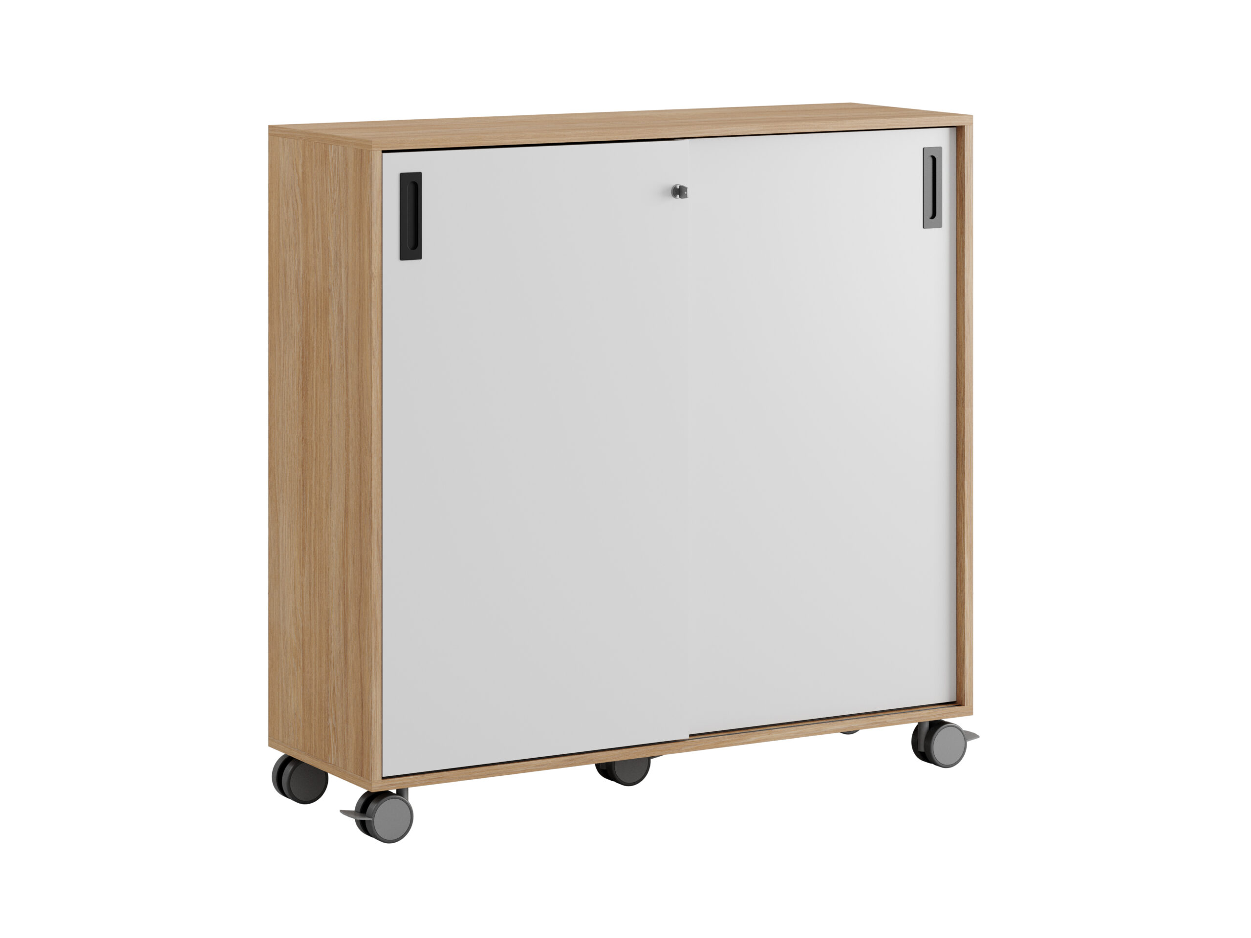 Småland Skjutdörrskåp ek med hjul