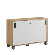 Småland Skjutdörrskåp ek med hjul – 120×81 cm