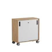 Småland Skjutdörrskåp ek med hjul – 80 cm x 81 cm